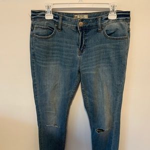 Free People Distressed Frayed Cropped Denim Pants